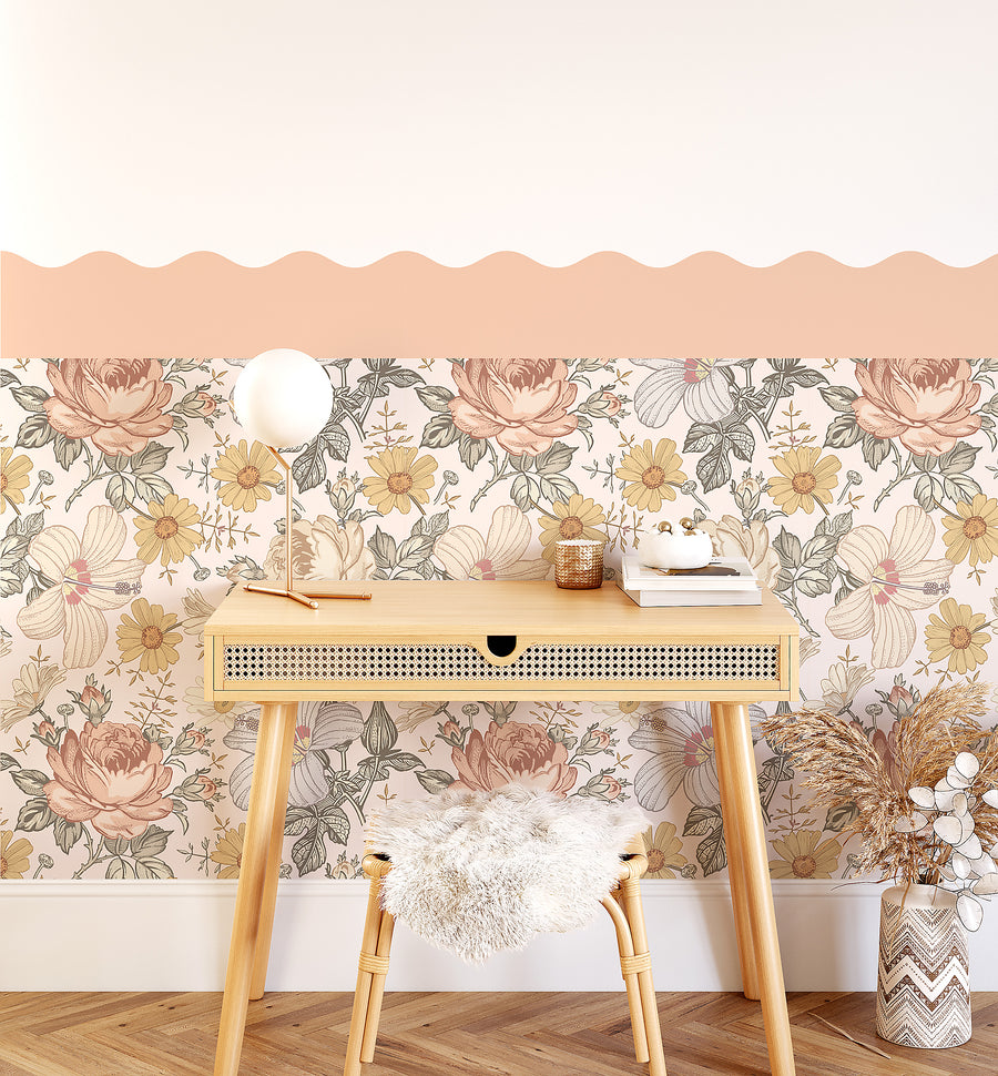 Wavy Wallpaper Panel - Bohemian Floral
