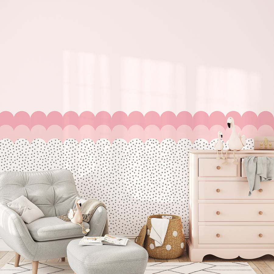 Scalloped Spot Wallpaper Panel - Pink