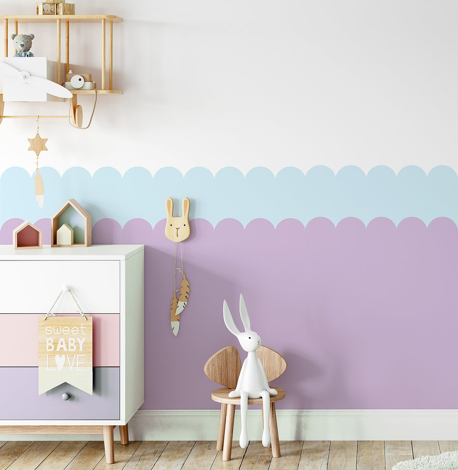 Double Scalloped Wallpaper Panel - Blueberry