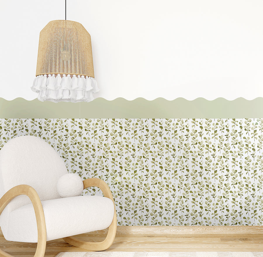 Wavy Wallpaper Panel - Green Foliage