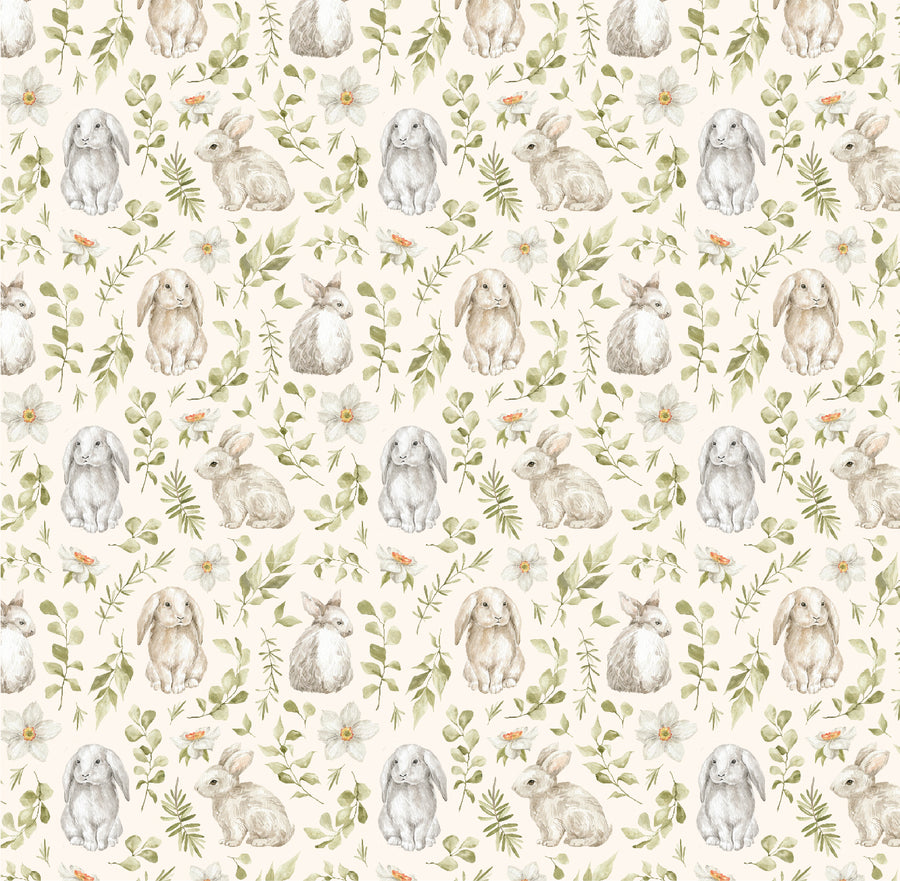Bunny & Flower Wallpaper - Ginger Monkey 