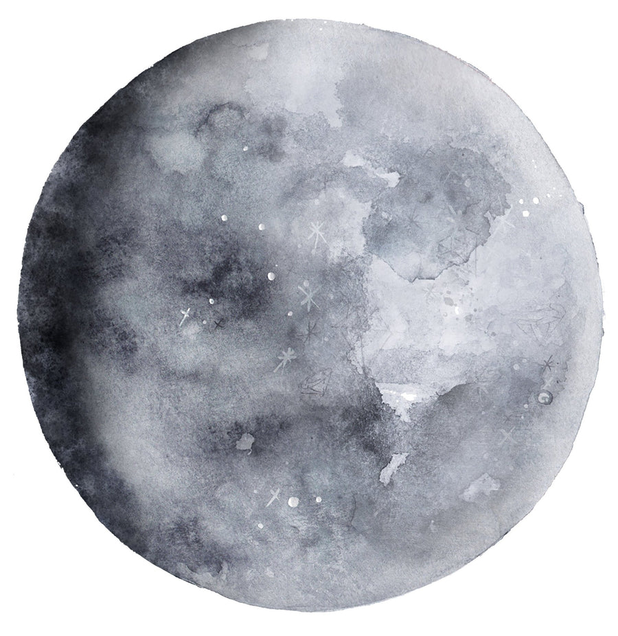 Blue Moon Watercolour Decal - Ginger Monkey