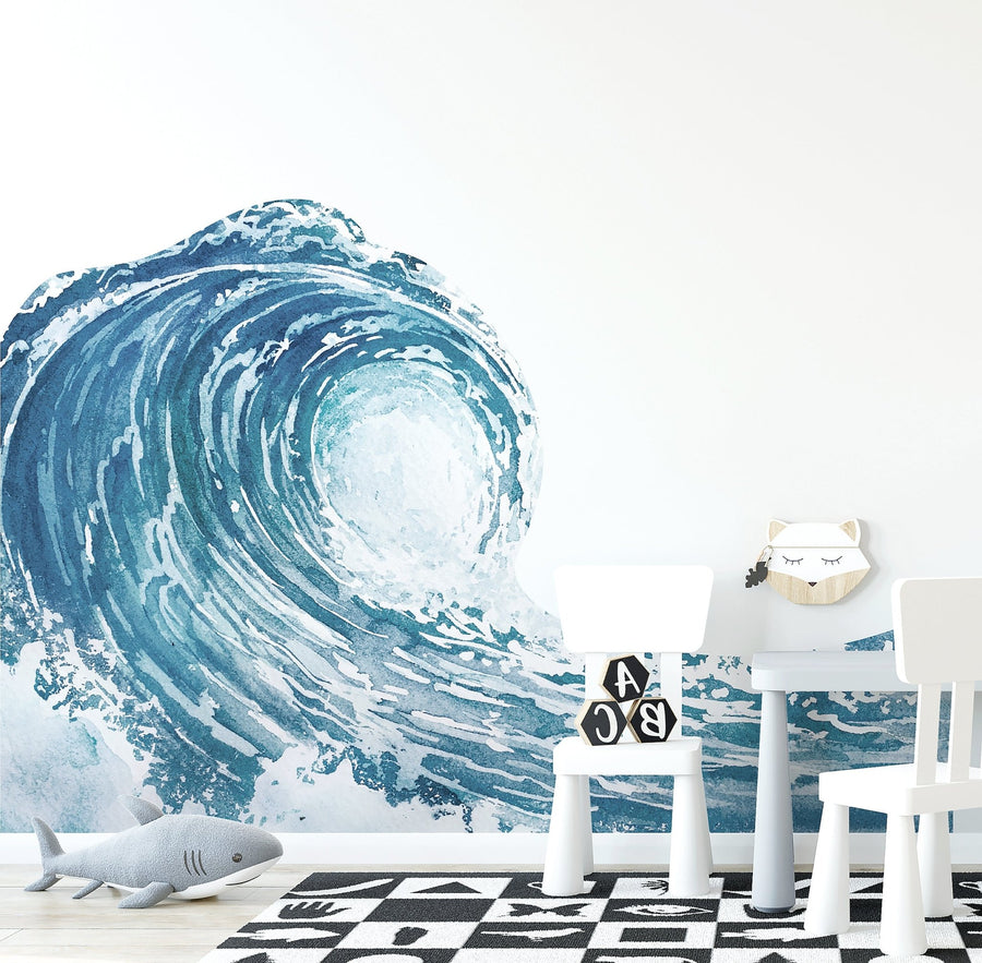 Blue Wave Wall Mural - Ginger Monkey