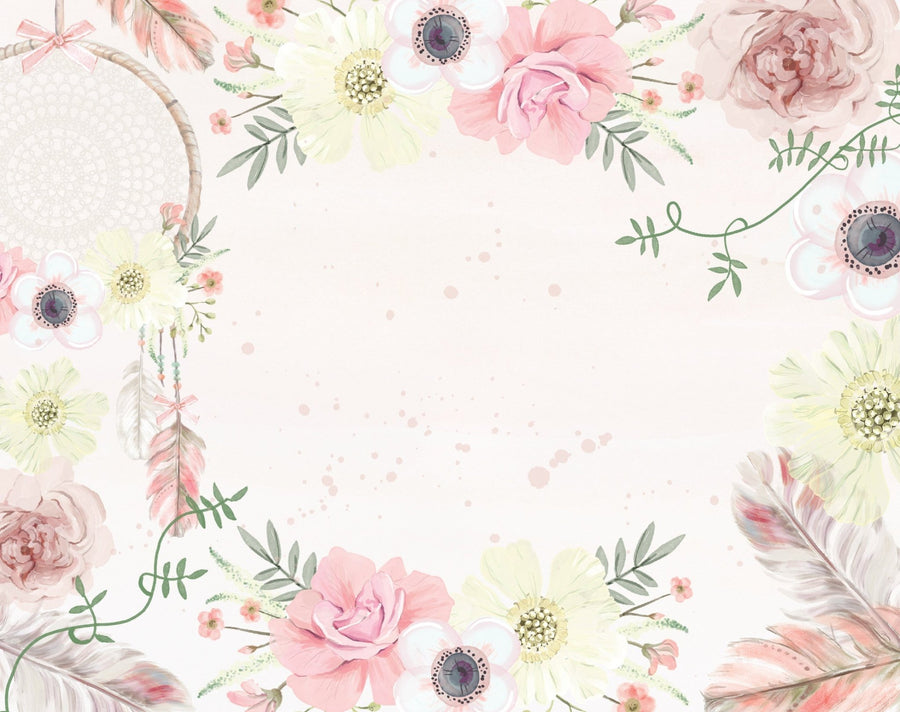 Boho Flowers & Dreamcatcher Wallpaper - Ginger Monkey