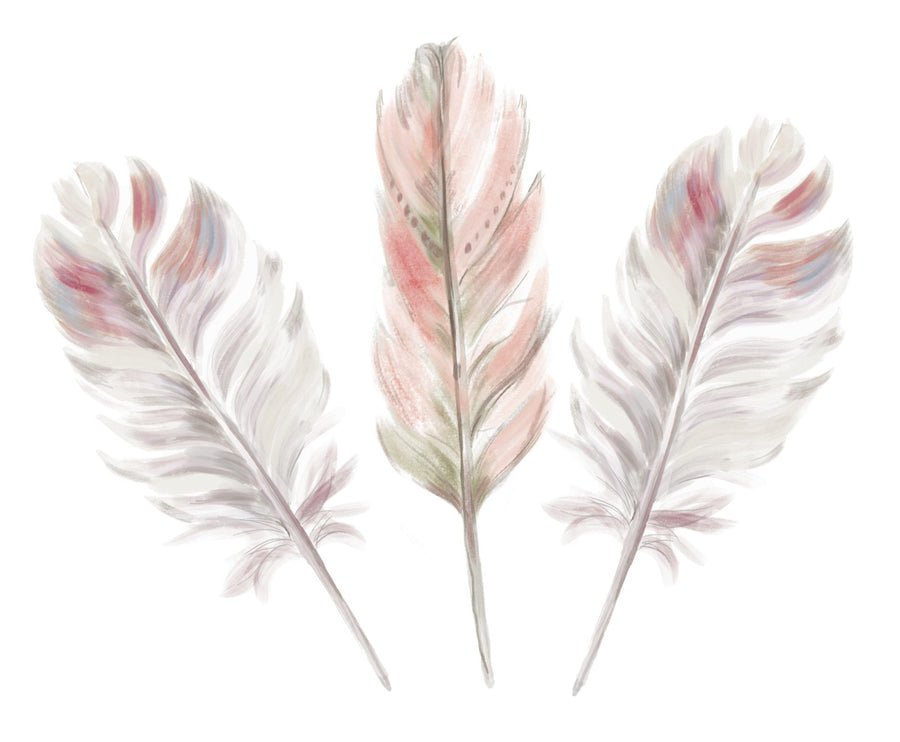 Boho Pink Feather Set x 3 Wall Decals - Ginger Monkey