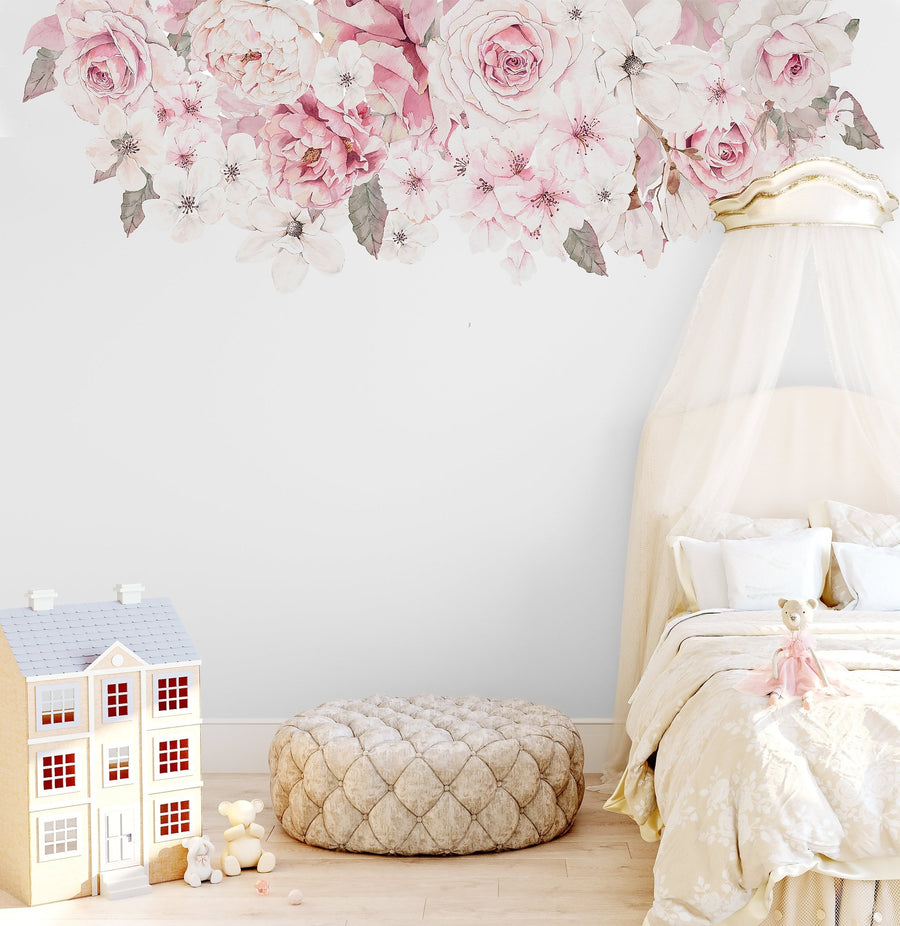 Cherry Blossom & Rose Wall Mural - Ginger Monkey