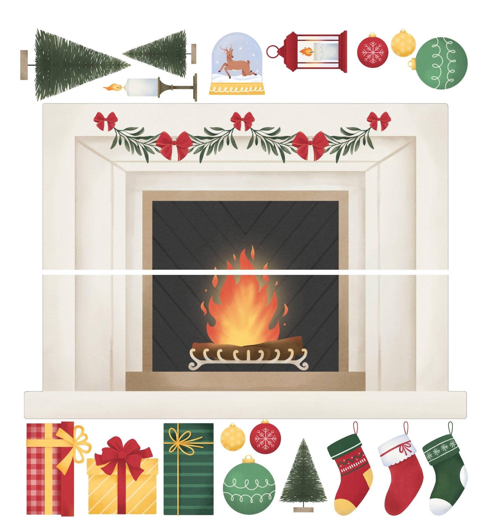 Christmas Fireplace Decal Festive Fireplace
