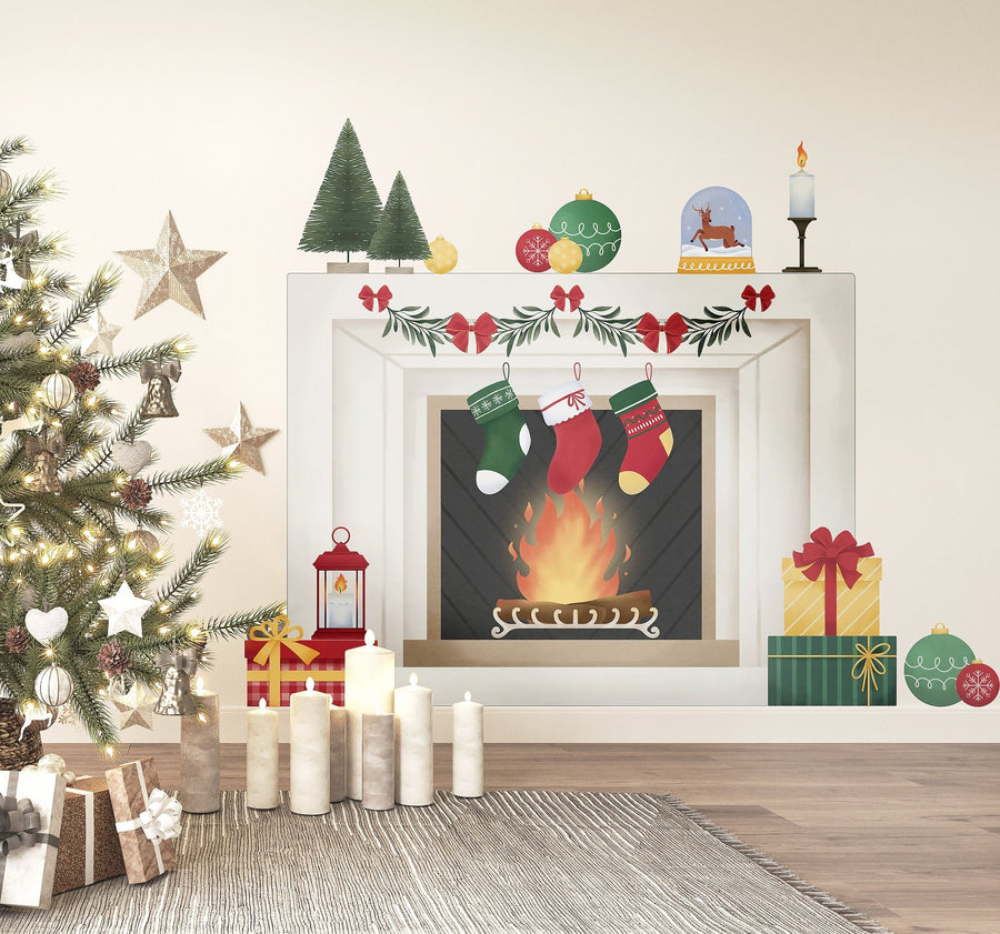 Christmas Fireplace Decal Set - Ginger Monkey