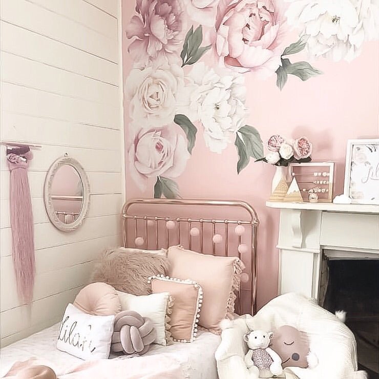 Classic Pink Peony & Rose Wall Decals - Ginger Monkey