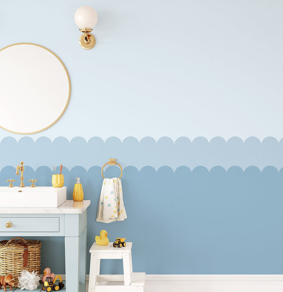 Double Scalloped Wallpaper Panel - Blueberry - Ginger Monkey