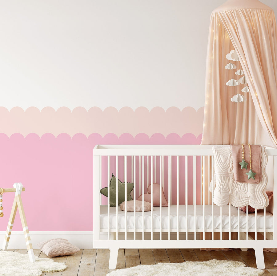 Double Scalloped Wallpaper Panel - Bubblegum - Ginger Monkey