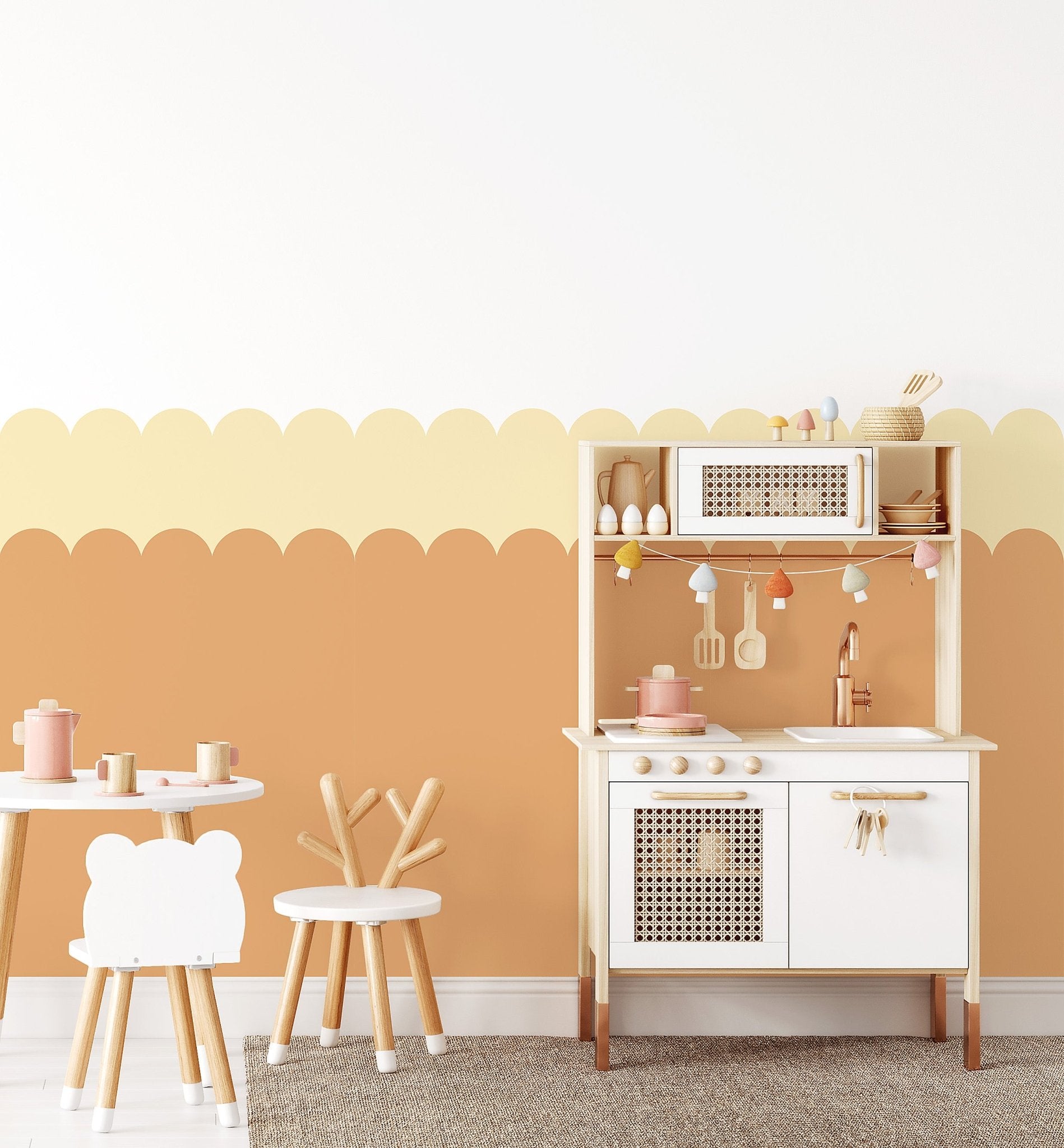 Double Scalloped Wallpaper Panel - Caramel - Ginger Monkey