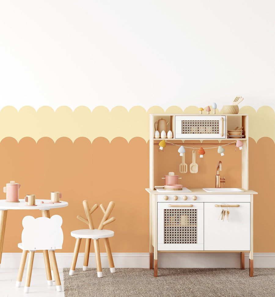 Double Scalloped Wallpaper Panel - Caramel - Ginger Monkey