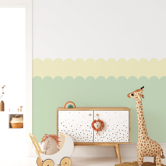 Double Scalloped Wallpaper Panel - Lemon Lime - Ginger Monkey