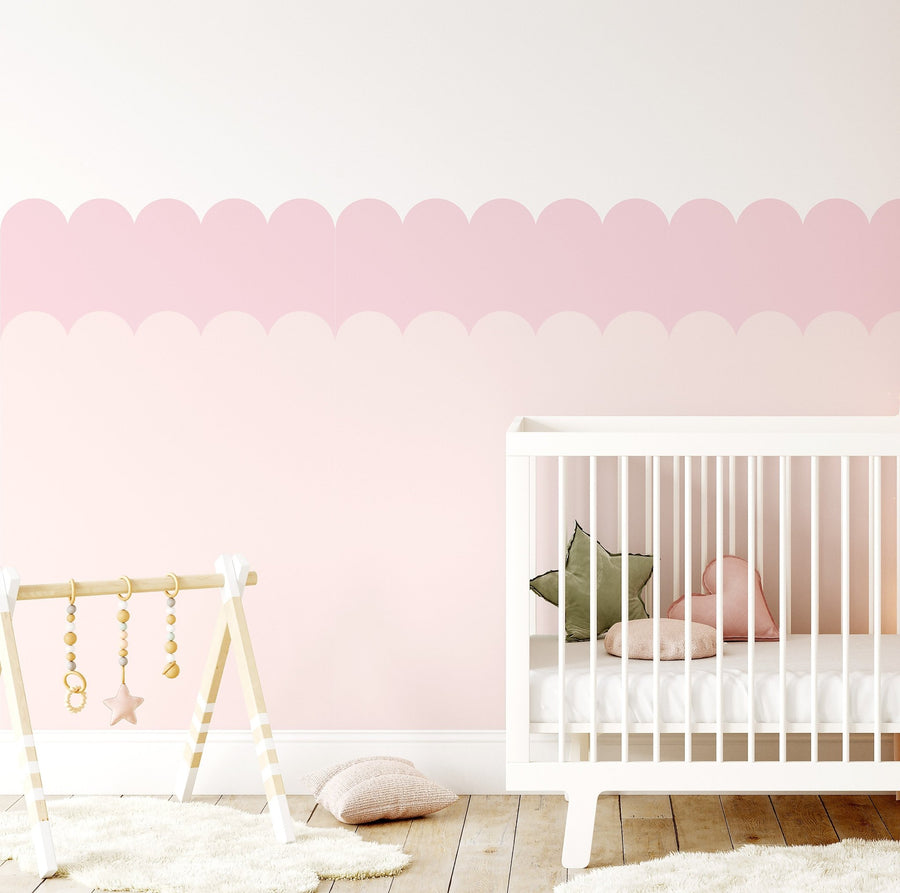 Double Scalloped Wallpaper Panel - Strawberries & Cream - Ginger Monkey