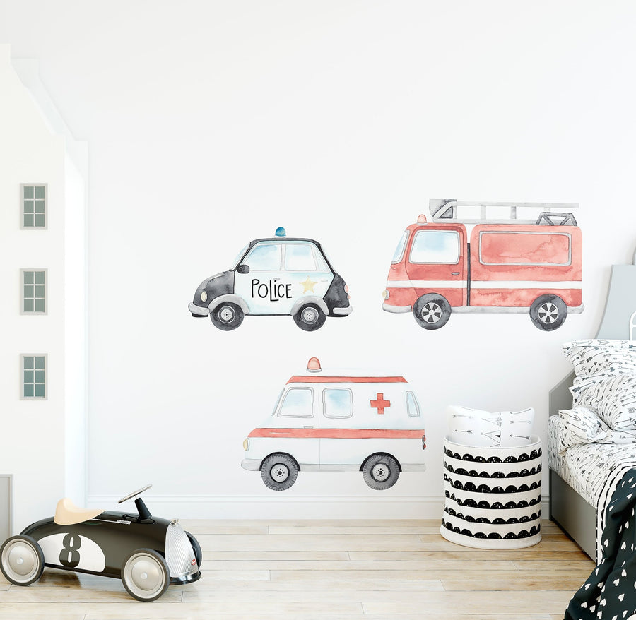 Emergency Vehicle Wall Decal Set - Ginger Monkey