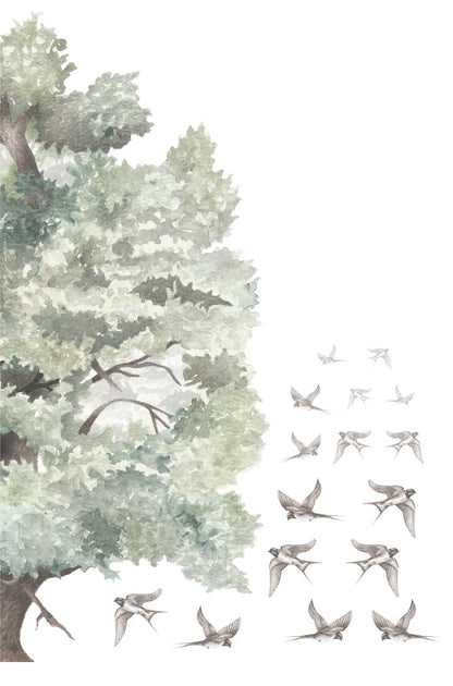 Oak Tree & Swallows Wall Decal Set - Ginger Monkey