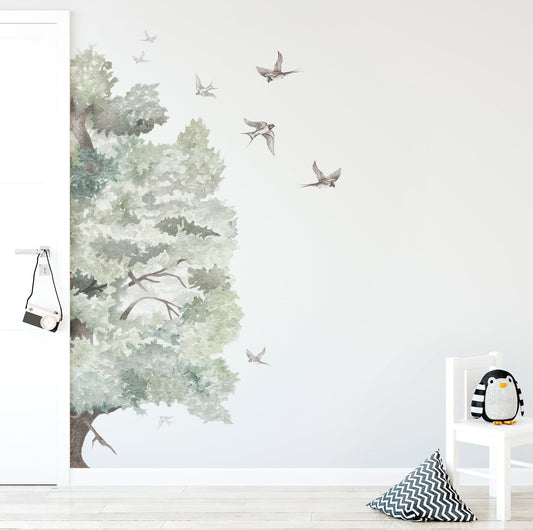Oak Tree & Swallows Wall Decal Set - Ginger Monkey
