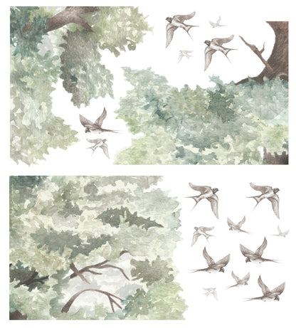 Oak Tree & Swallows Wall Decal Set - Ginger Monkey