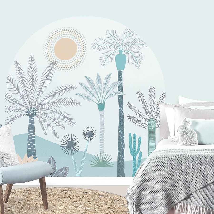 Palm Desert Arch Wall Mural - Aqua - Ginger Monkey