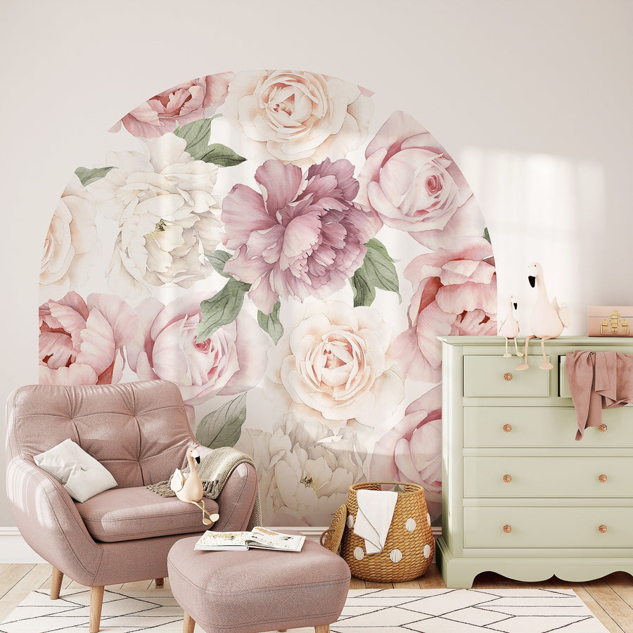 Peony and Rose Arch Wall Mural - Ginger Monkey