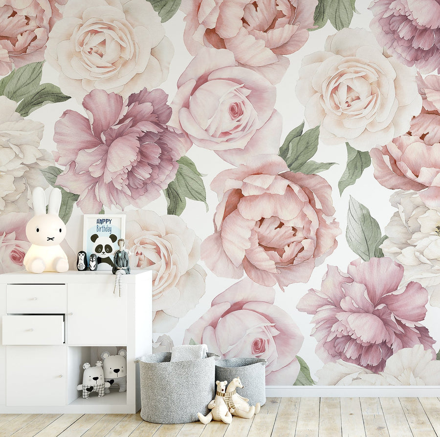 Peony and Rose Wallpaper - Ginger Monkey