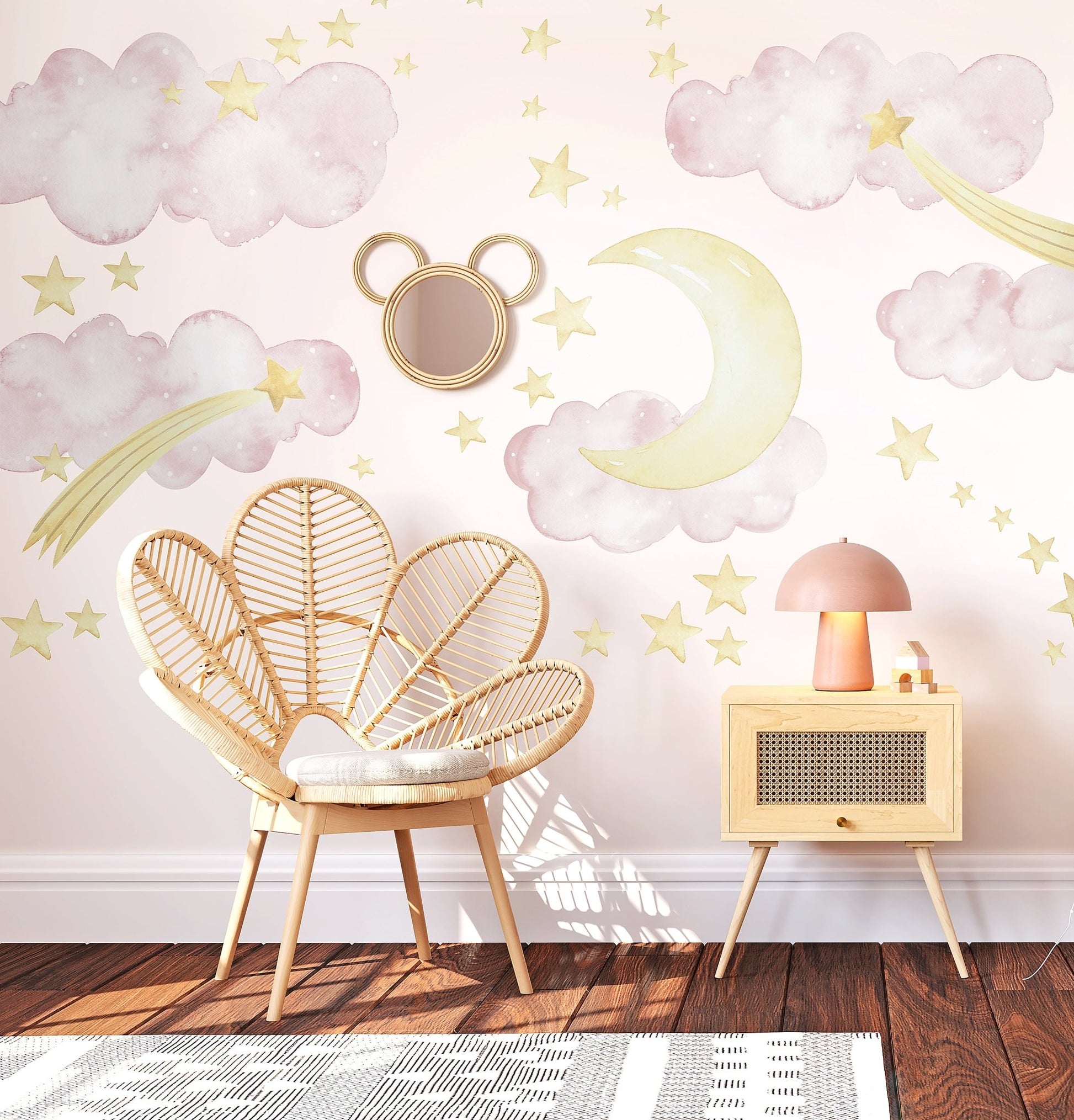 Pink Clouds, Stars & Moon Decal Set - Ginger Monkey