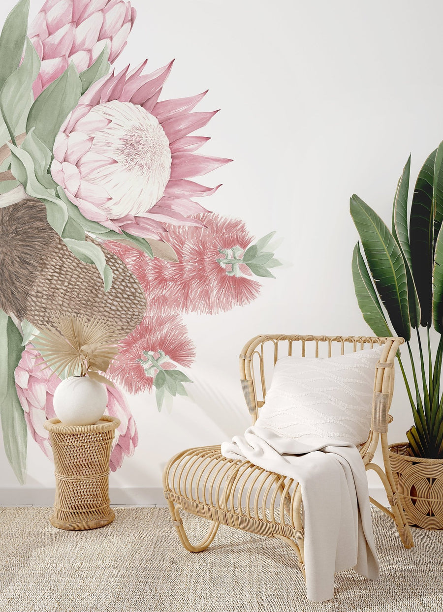 Protea, Bottlebrush & Banksia Wall Mural - Ginger Monkey