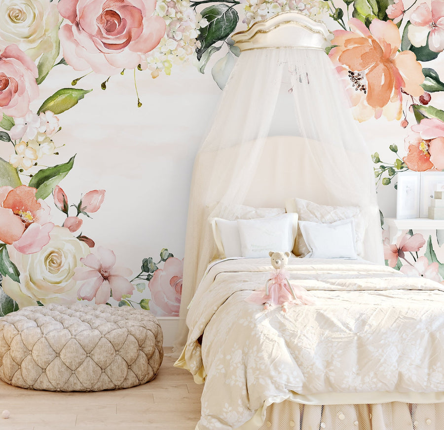 Rose Garden Watercolour Wallpaper - Ginger Monkey