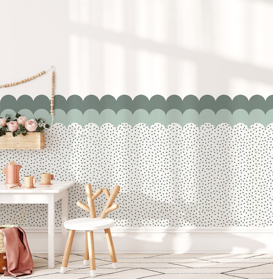 Scalloped Spot Wallpaper Panel - Sage - Ginger Monkey