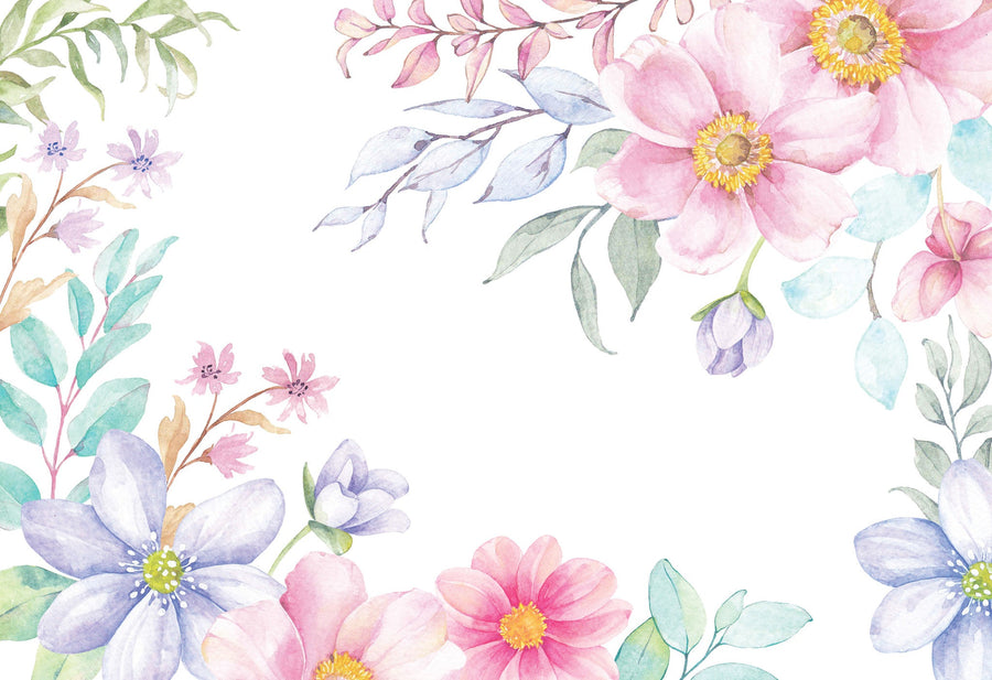 Spring Flowers Watercolour Wallpaper - Ginger Monkey