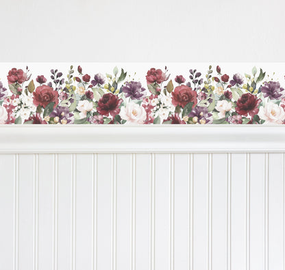 WALL BORDER - Burgundy Flowers - Ginger Monkey
