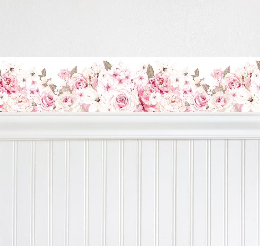 WALL BORDER - Cherry Blossom & Rose - Ginger Monkey