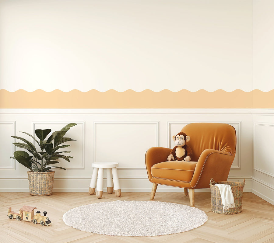 WALL BORDER - Wavy Block Colour - Ginger Monkey