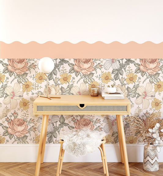 Wavy Wallpaper Panel - Bohemian Wildflowers - Ginger Monkey