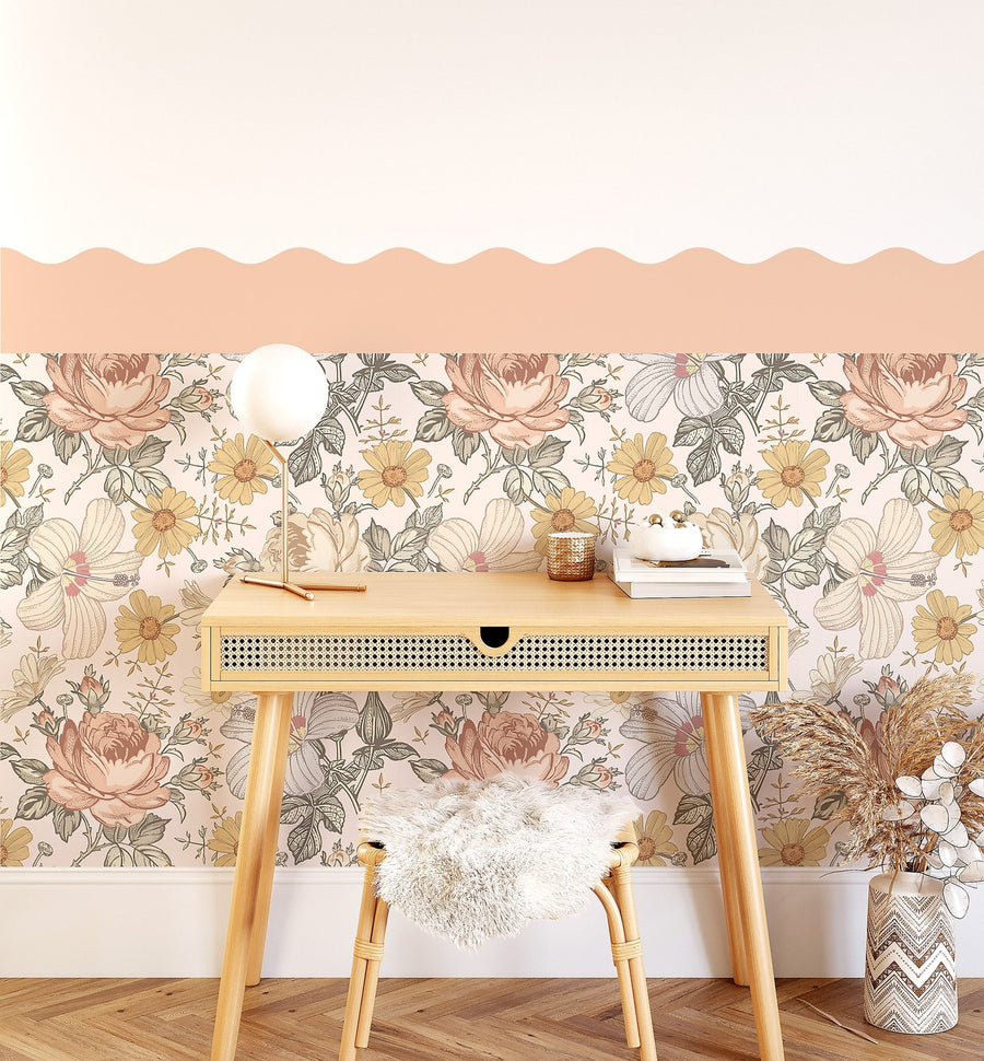 Wavy Wallpaper Panel - Bohemian Wildflowers - Ginger Monkey