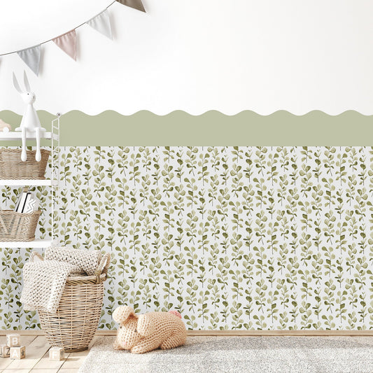 Wavy Wallpaper Panel - Green Foliage - Ginger Monkey