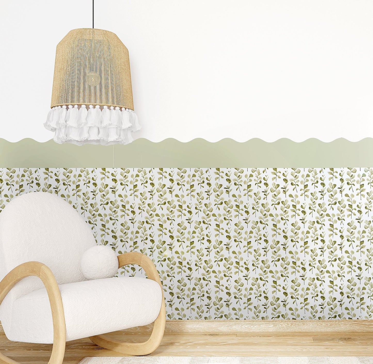 Wavy Wallpaper Panel - Green Foliage - Ginger Monkey