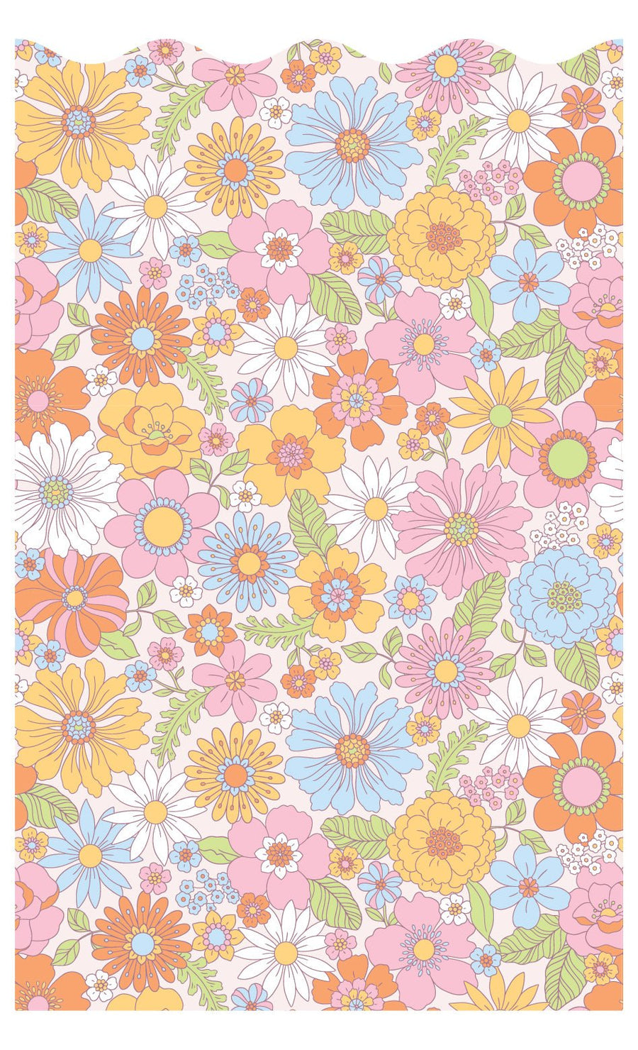 Wavy Wallpaper Panel - Retro Flowers - Ginger Monkey