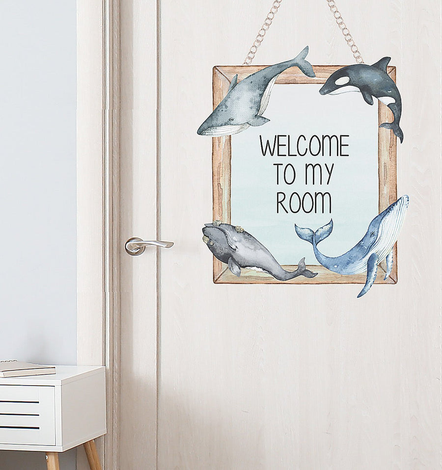 Whale Door Sign Decal - Ginger Monkey