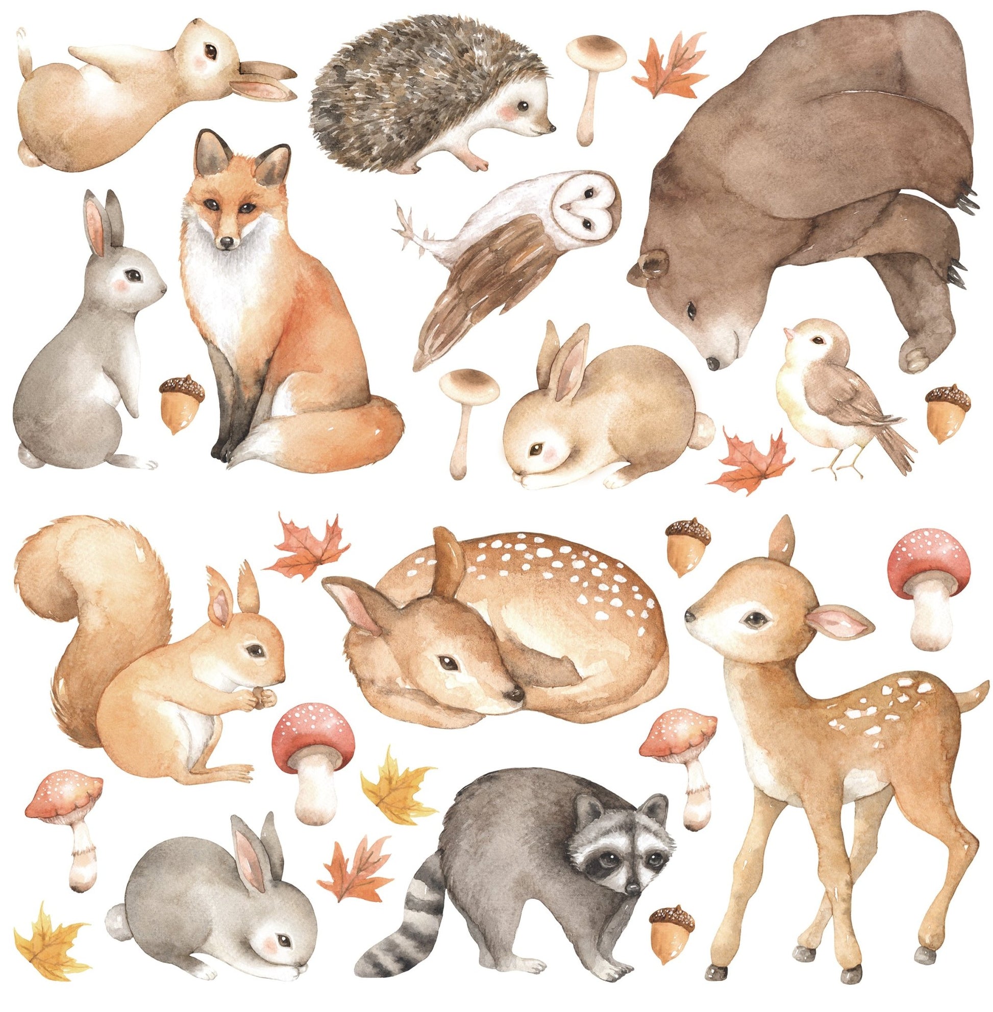 Woodland Animals Wall Decal Set - Ginger Monkey