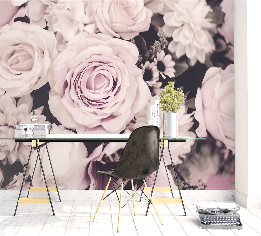 Muted Pink Floral Wallpaper - Ginger Monkey 