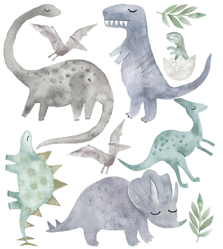 Watercolour Dinosaurs Wall Decal Set - Ginger Monkey 