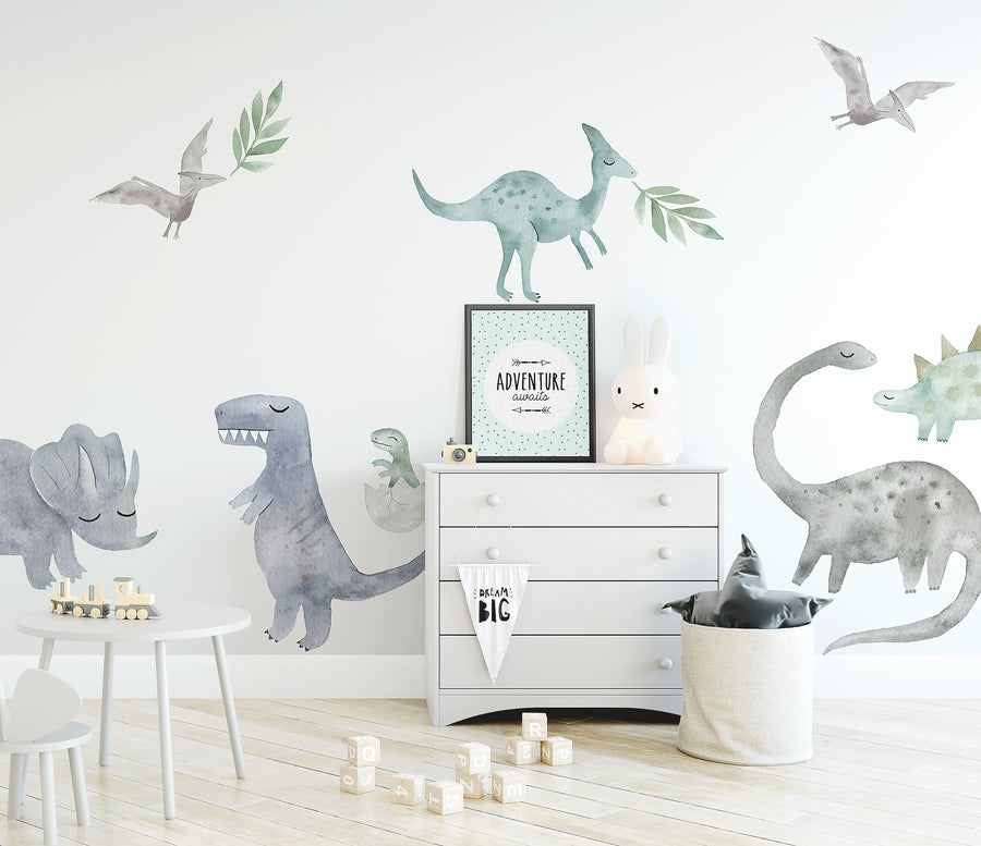 Watercolour Dinosaurs Wall Decal Set - Ginger Monkey 