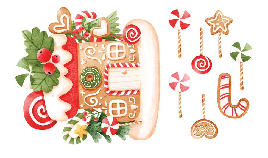 Red Gingerbread House Set