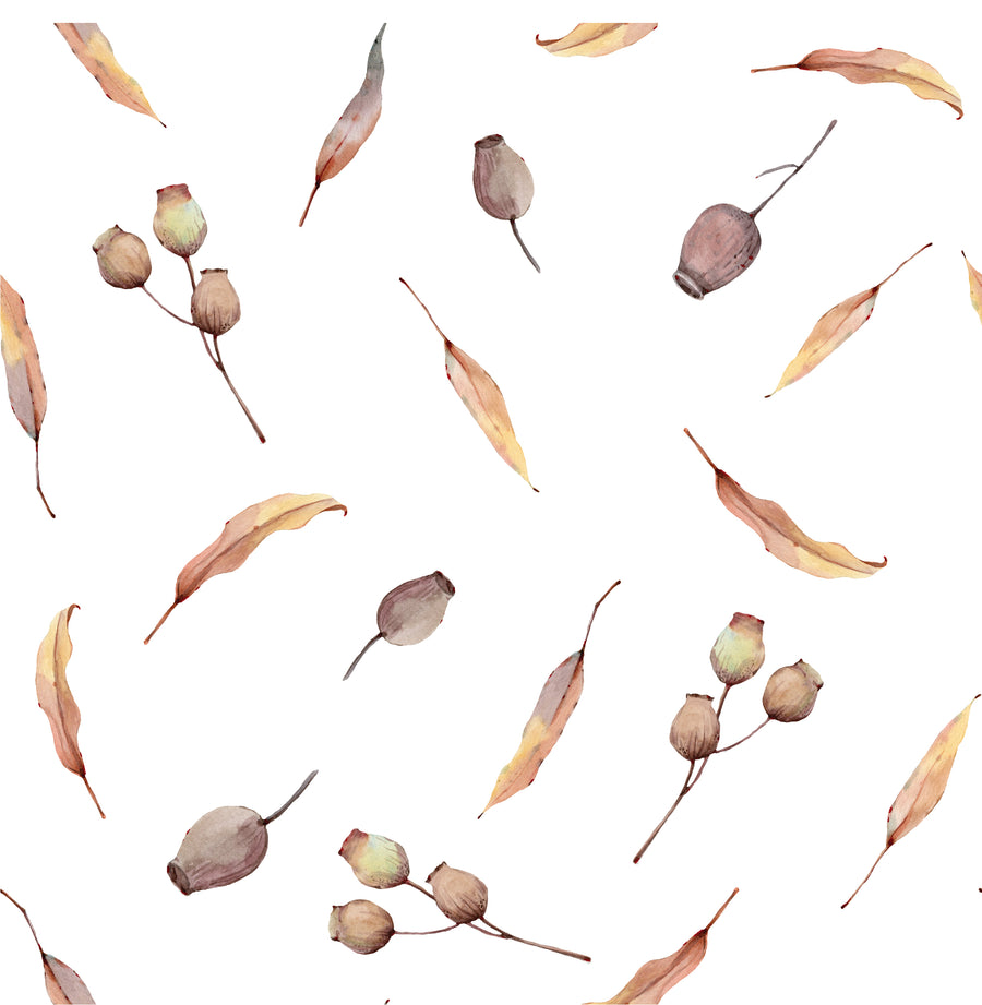 Australian Flora Wallpaper Range - Gum Nuts & Leaves - Ginger Monkey 