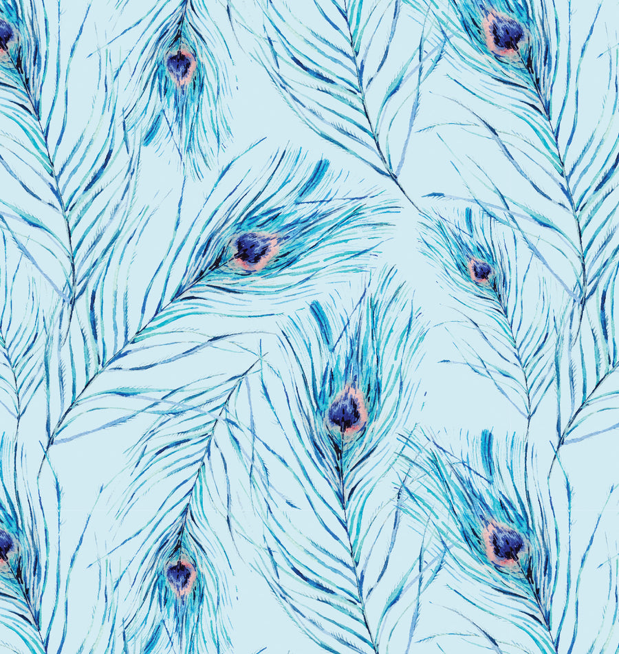 Peacock Feather Watercolour Wallpaper - Ginger Monkey 