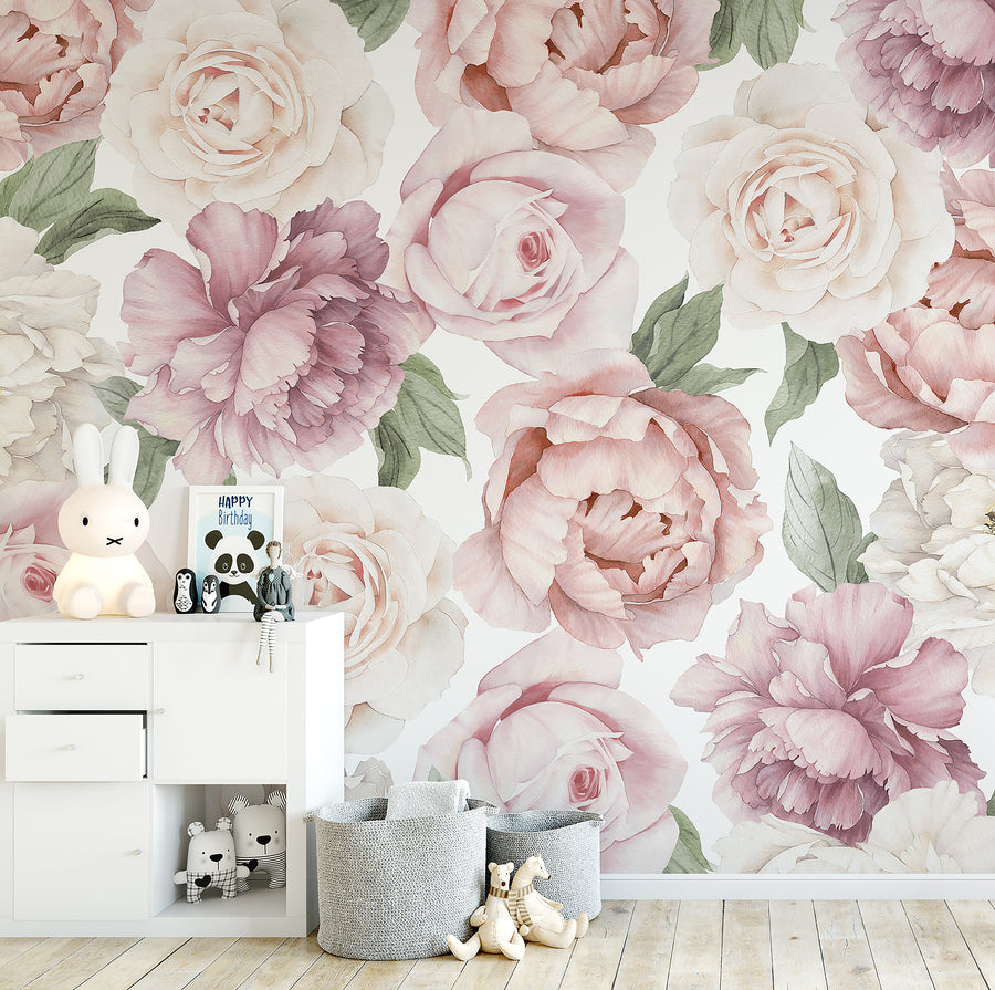 Peony and Rose Wallpaper - Ginger Monkey 